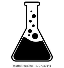 Erlenmeyer flask (conical flask) containing a liquid and bubbles.