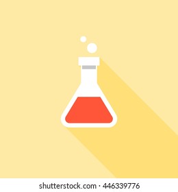 Erlenmeyer flask for experiment sign icon, flat design