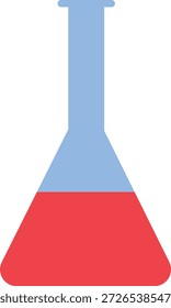 Erlenmeyer flask icon with blue glass and red liquid for chemistry and scientific experiment design