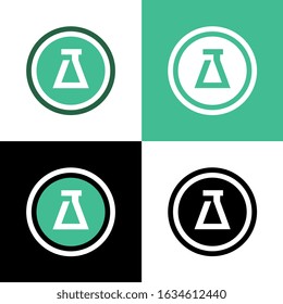 Erlenmeyer flask icon design, lab equipment illustration, experiment logo template - Vector