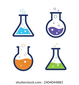 Erlenmeyer flask icon set vector. Chemistry vector icon. Florence flask icon vector template