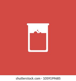 erlenmeyer flask icon. sign design. red background