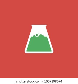 erlenmeyer flask icon. sign design. red background