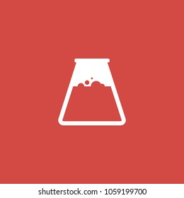 erlenmeyer flask icon. sign design. red background