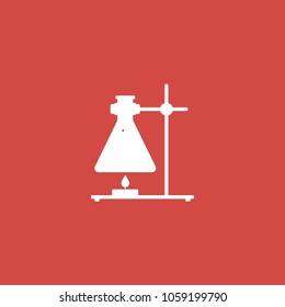 erlenmeyer flask icon. sign design. red background