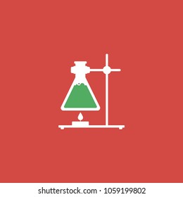 erlenmeyer flask icon. sign design. red background