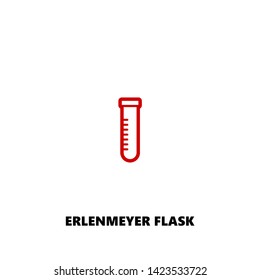erlenmeyer flask icon. erlenmeyer flask vector design. sign design. red color