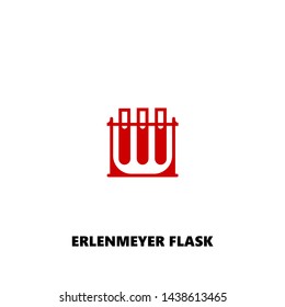 erlenmeyer flask icon. erlenmeyer flask vector design. sign design. red color