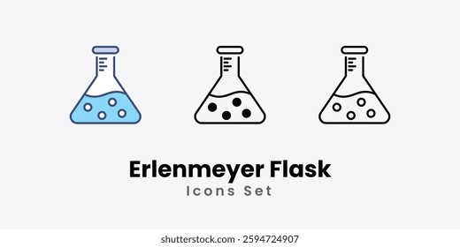 Erlenmeyer Flask icons vector set stock illustration.