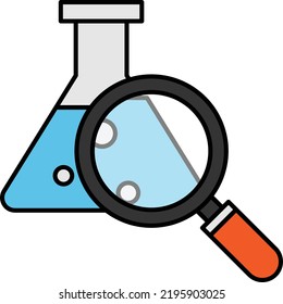 Matraz Erlenmeyer con concepto de amplificador, diseño de icono de color vectorial de ajuste mezclador, símbolo de bioquímica, Biotecnología y Signo Bioquímico, Ilustración de material de ciencia e ingeniería