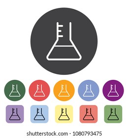 Erlenmeyer flask outline icons collection. Vector illustration.
