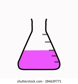 Erlenmeyer flask with purple liquid