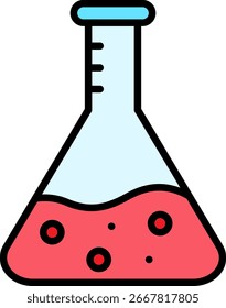 Frasco Erlenmeyer con líquido rojo