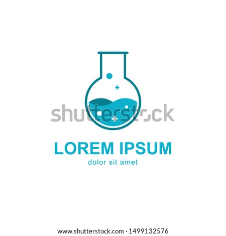 Erlenmeyer flask and test tube Logo Vector graphic illustration. 
