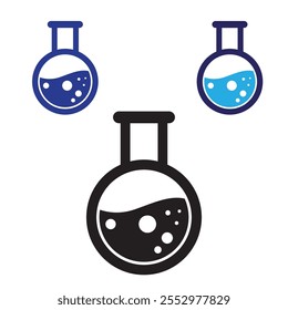 Ilustração vetorial de frasco de Erlenmeyer com design colorido e preto