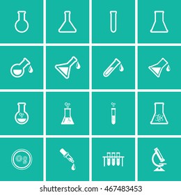 Erlenmeyer flasks flask tube icons. Vector illustration.