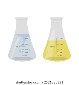 Erlenmeyer Frascos con líquidos Frasco de laboratorio, Frasco de química