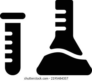 Icono De Erlenmeyer Con Estilo De Glifo, Signo De Ciencia Y Símbolo Aislado En Fondo Blanco