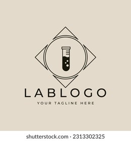 erlenmeyer laboratory line art logo design with minimalist style logo vector illustration design