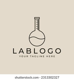 diseño de logotipo de arte de línea de laboratorio de erlenmeyer con diseño de imagen vectorial de estilo minimalista