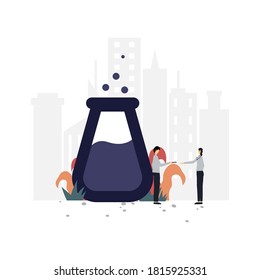 Erlenmeyer pumpkin flat illustration.Vector design template.Suitable for landing page, ui, website, mobile app, editorial, poster, flyer, article, and banner.