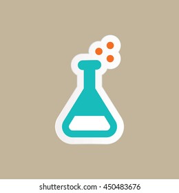 erlenmeyer tube icon in flat style illustrated chemistry reaction