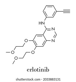 Erlotinib Cancer Drug Molecule. Skeletal Formula.