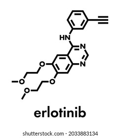 Erlotinib Cancer Drug Molecule. Skeletal Formula.