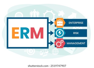 ERM - Enterprise Risk Management. business concept. Vector infographic illustration for presentations, sites, reports, banners