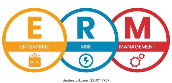 ERM - Enterprise Risk Management. conceito de negócios. Ilustração infográfica vetorial para apresentações, sites, relatórios, banners