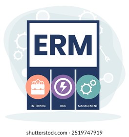 ERM - Enterprise Risk Management. conceito de negócios. Ilustração infográfica vetorial para apresentações, sites, relatórios, banners