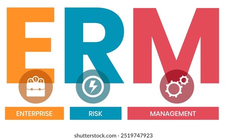 ERM - Enterprise Risk Management. business concept. Vector infographic illustration for presentations, sites, reports, banners