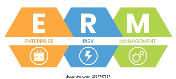 ERM - Enterprise Risk Management. business concept. Vector infographic illustration for presentations, sites, reports, banners