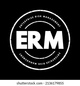 ERM Enterprise Risk Management - methods and processes used by organizations to manage risks and seize opportunities, acronym text stamp concept background