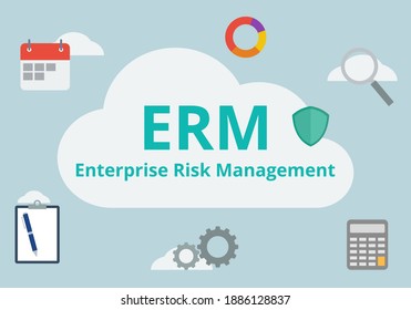 ERM vector. Enterprise Risk Management concept. Business concept. Flat illustration on light blue background.