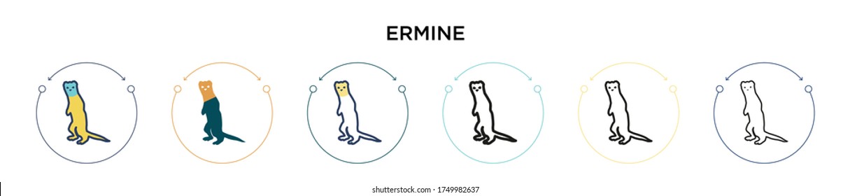 Ermine icon in filled, thin line, outline and stroke style. Vector illustration of two colored and black ermine vector icons designs can be used for mobile, ui, web