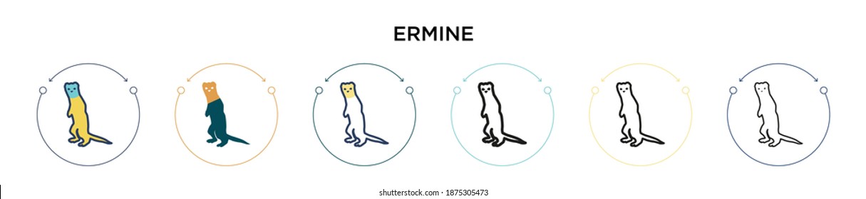 Ermine icon in filled, thin line, outline and stroke style. Vector illustration of two colored and black ermine vector icons designs can be used for mobile, ui, web
