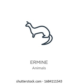 Icono de Ermine. Icono de contorno de mina lineal delgado aislado en fondo blanco de la colección de animales. Signo vectorial de línea, símbolo para web y móvil