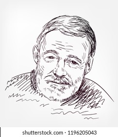 Ernest Miller Hemingway Vector Sketch Portrait