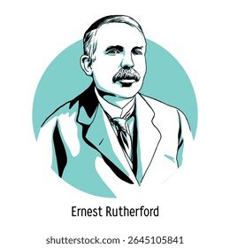 Ernest Rutherford foi um físico britânico de origem neozelandesa. Ele é conhecido como o pai da física nuclear. Ilustração de vetor desenhada à mão