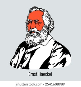 Ernst Haeckel foi um cientista natural e filósofo alemão. Ele é muitas vezes creditado com a cunhagem do termo "ecologia". Ilustração de vetor desenhada à mão