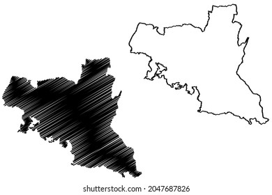 Erode district (Tamil Nadu State, Republic of India) map vector illustration, scribble sketch Erode map
