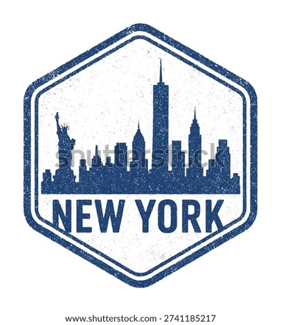 eroded imprint stamp of new york city skyline silhouette