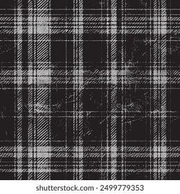 Eroded plaid pattern with aged effect. Grunge plaid pattern design, distressed texture design.