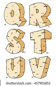 Eroded rock sandstone vector font, from Q to V