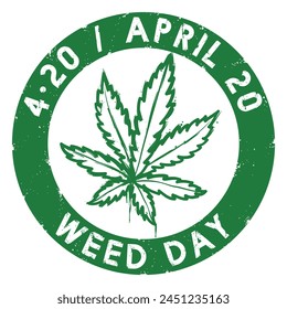 Eroded stamp with cannabis leaf to celebrate this March 20, 420 or Weed Day.