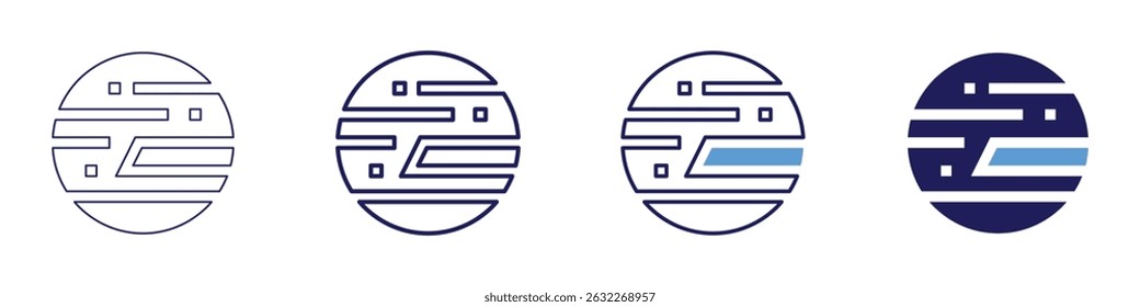 Icono de tasa de erosión en 4 estilos diferentes. Línea delgada, línea, línea en negrita, duotono. Estilo duotono. Trazo editable.