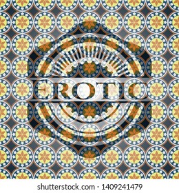 Erotic arabic emblem background. Arabesque decoration.
