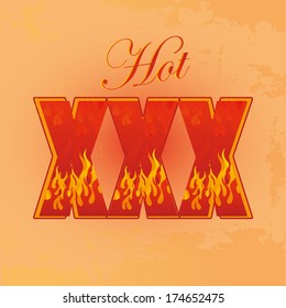 an erotic colored text in flames within a textured background