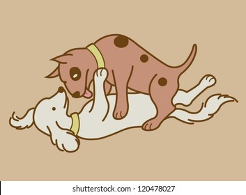 Erotic couple dogs version 2. Animals making love position in soft color.
